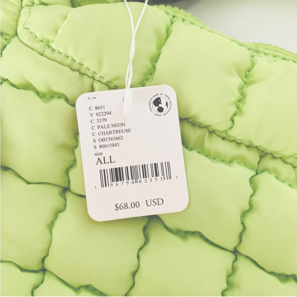 Free People Movement Carryall Lime Green Quilted Shoulder Bag - Picture 6 of 7